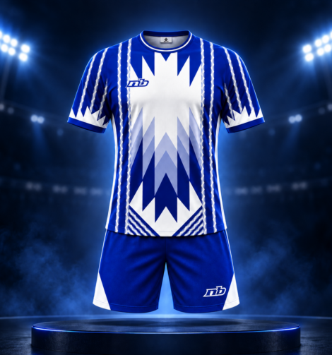 Team jerseys under stadium lights